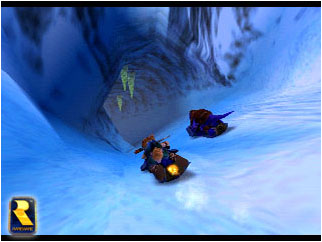 Sabre and a SharpClaw in hot pursuit down Ice Mountain.
